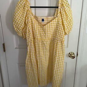 Old Navy Puff-Sleeve Yellow Gingham Dress XL